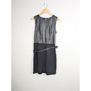 Michael Kors Faux Leather Black Dress Belted Size 4